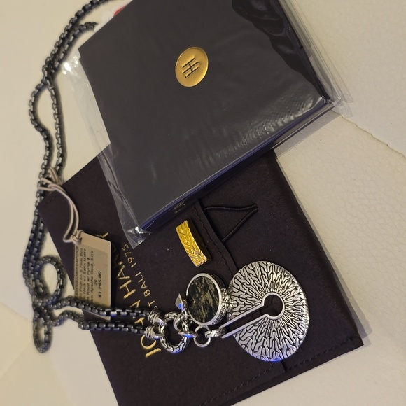 John Hardy Pendant Charms Pyrite Rhodium Apache Gold Mens 26" Box Chain Sterling - Picture 1 of 10